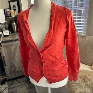 Coral button up sweater
